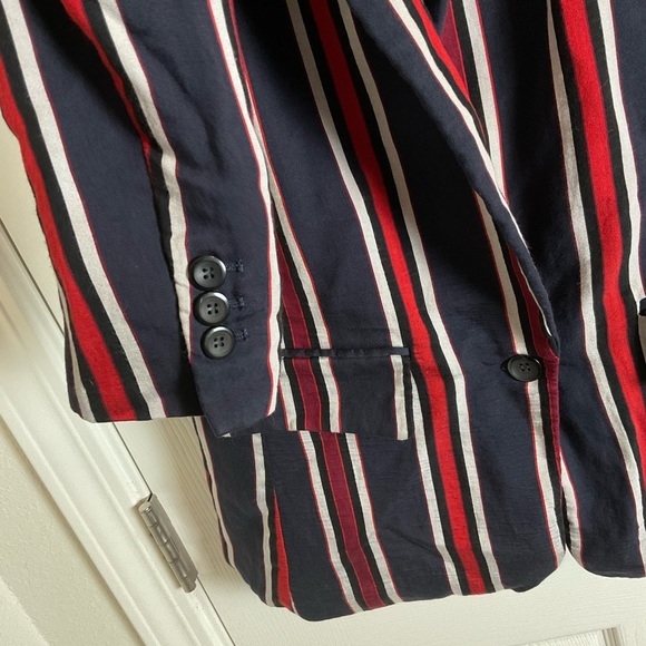 H&M Red Blue White Striped Blazer size 8 - Picture 5 of 8